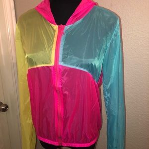 Colorful Windbreaker see through jacket